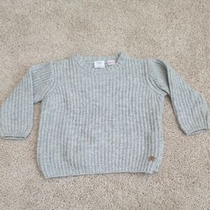 Zara Light Gray Ribbed Knit Sweater